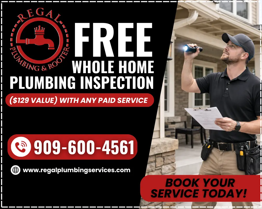 Free whole home plumbing inspection Ontario CA - Regal Plumbing & Rooter